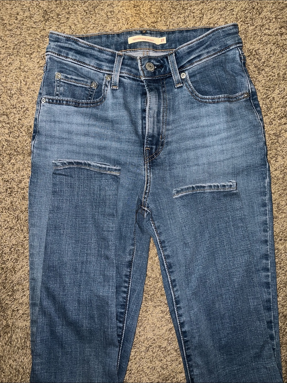 Women's Skinny Patch-Front Jeans in Medium Blue